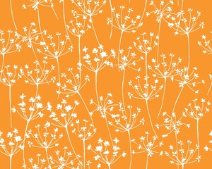 Orange floral background. Vegetable vector pattern for fabric and wallpaper.