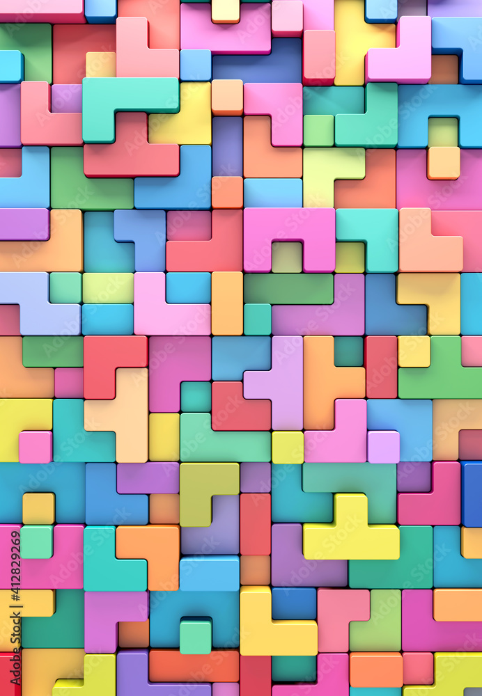 Poster 3d rendering abstract background of multi-colored rounded shapes