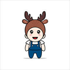 Cute mechanic character wearing deer costume.