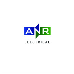 ANR Letter Business Logo Design Alphabet with electrical Symbol