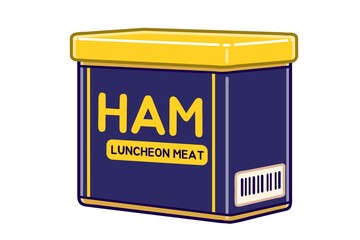 Canned luncheon meat(Canned ham). Vector illustration.