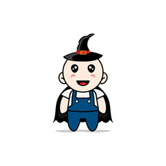 Cute mechanic character wearing witch costume.