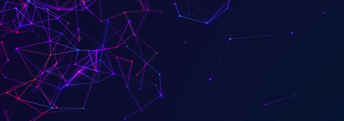Abstract digital connection dots. Technology background. Network connection structure. 3d rendering. widescreen