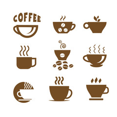 A set of coffee cup icons. Isolated vector illustration on a white background.
