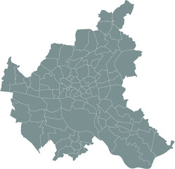 Simple gray vector map with white borders of quarters (Stadtteile) of the Free and Hanseatic City of Hamburg, Germany