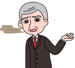 臭い息のスーツを着た老人
