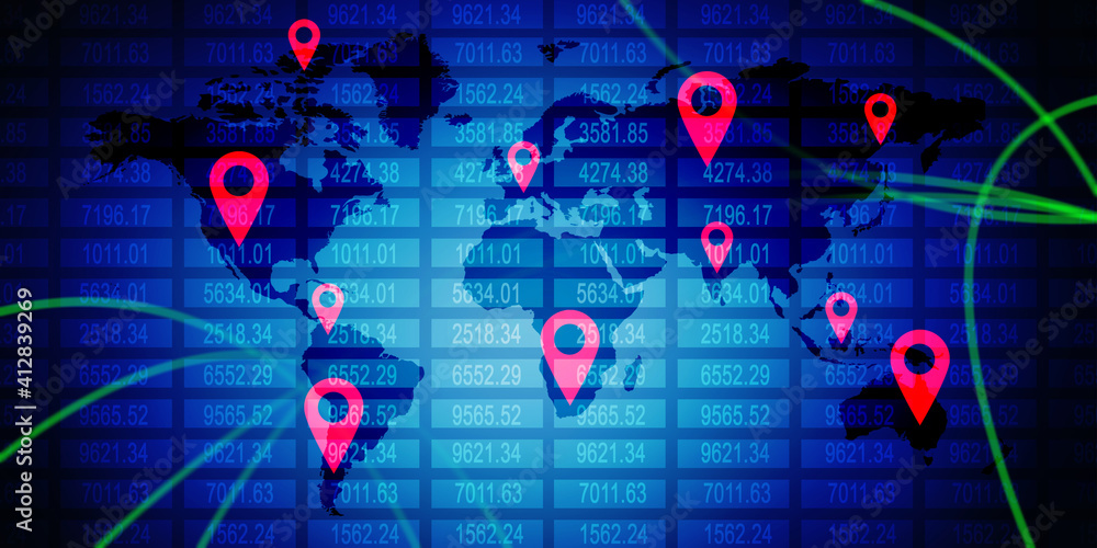 Poster 2d rendering red map pointer