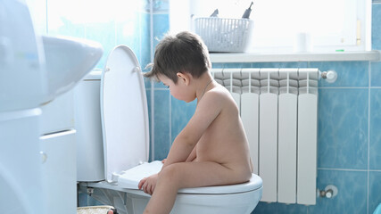 The child learned to sit on the toilet