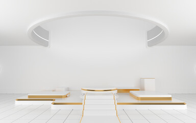 Empty round room with a hole on the ceiling, 3d rendering.