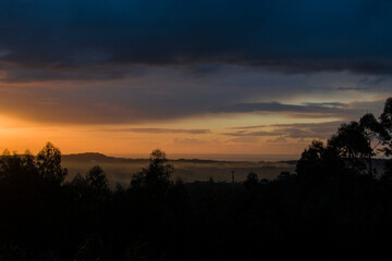 Landscape at sunset with colorful sky
