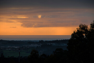 Landscape at sunset with colorful sky