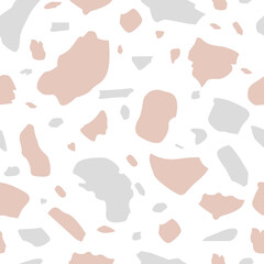 Terrazzo vector seamless pattern with pastel color palettes.