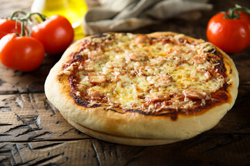 Homemade pizza with sausage and cheese