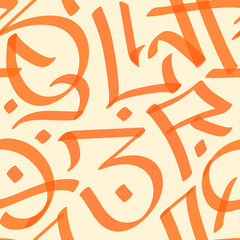 Seamless pattern with orange gothic letters