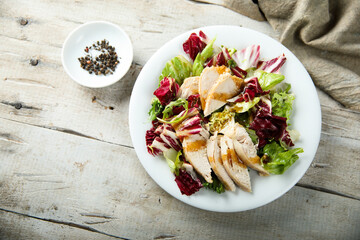 Healthy mixed salad with chicken