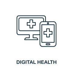 Digital Health icon. Monochrome simple Digital Health icon for templates, web design and infographics