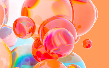 Glass balls with vivid colors, 3d rendering.
