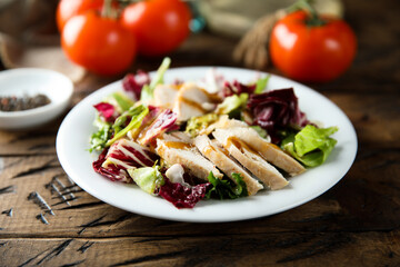Healthy mixed salad with chicken