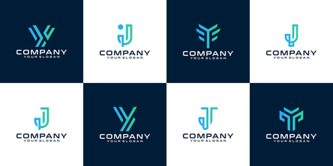 Set of creative letter monogram logo design collection for consulting, initials, financial companies