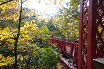 Sapporo, Japan - 16 Oct 2020: Bridge in Jozankei