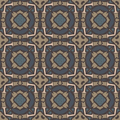 Creative style color abstract geometric seamless pattern in gold  beige blue, can be used for printing onto fabric, interior, design, textile, tiles, carpet, rug.