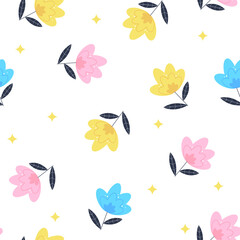 Fototapeta na wymiar Summer Flower Seamless Pattern Background Vector Illustration EPS10