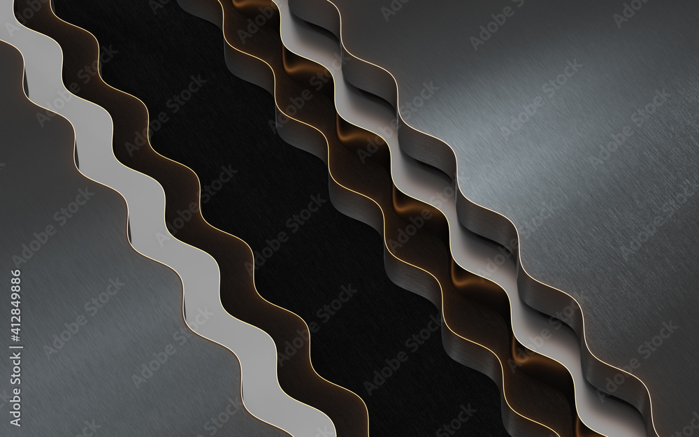 Poster empty floor with wave pattern, 3d rendering.