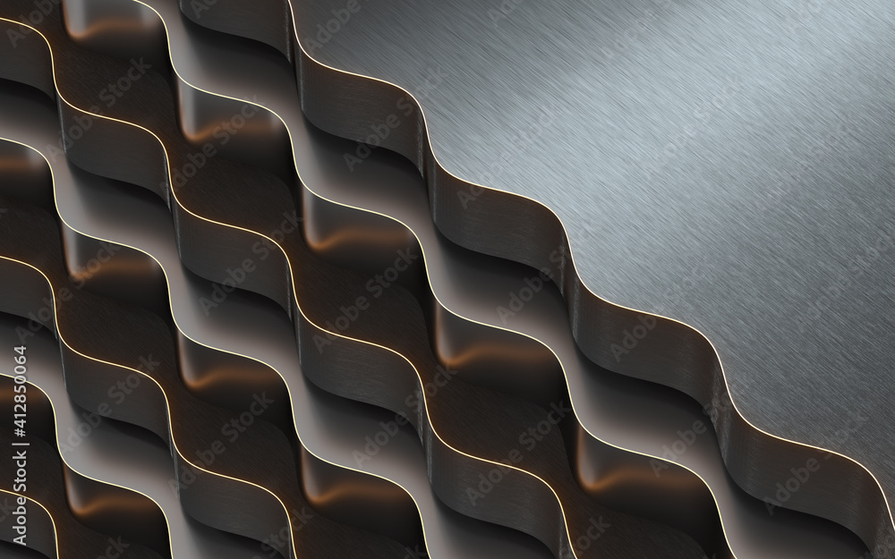 Poster empty floor with wave pattern, 3d rendering.