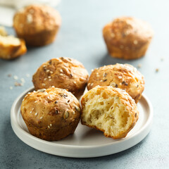 Homemade cheese muffins with seeds