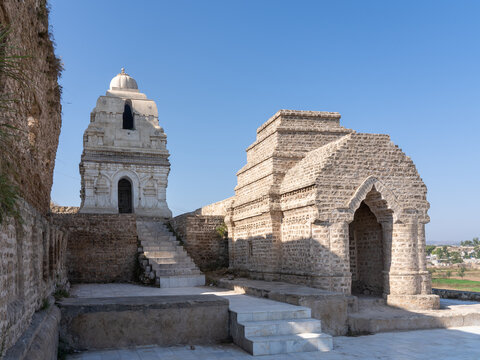 Two ancient temples at Katas Raj hindu Shiva temple complex in Chakwal, Punjab, Pakistan