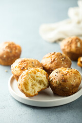 Homemade cheese muffins with seeds