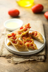 Delicious homemade focaccia bread with tomatoes