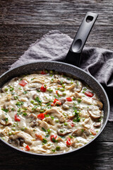chicken a la king in a skillet