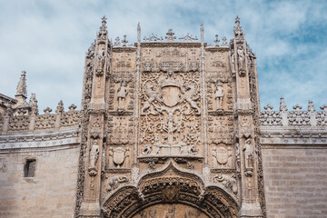 Gothic fa&ccedil;ade of the Colegio de San Gregorio in Valladolid, Spain. National Sculpture Museum