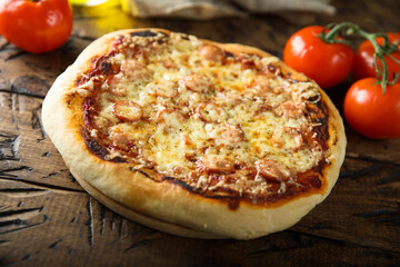 Homemade pizza with sausage and cheese