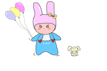 Cartoon drawing of children on white background