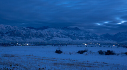 Fototapeta premium early night in the mountains in winter