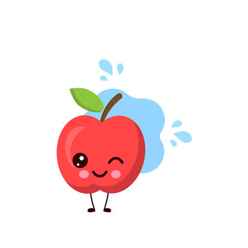 cute apple blink of an eye.vector