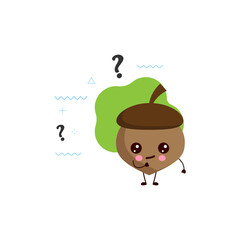 cute acorn with the question mark.vector