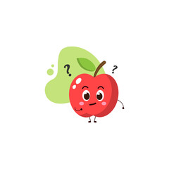 cute apple with the question mark.cute vector illustration