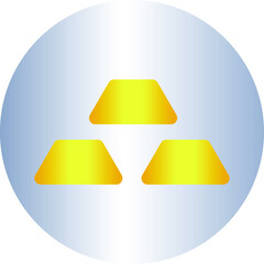 silver circle with three gold bars inside