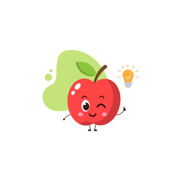 cute apple with bulb have idea.cute vector illustration