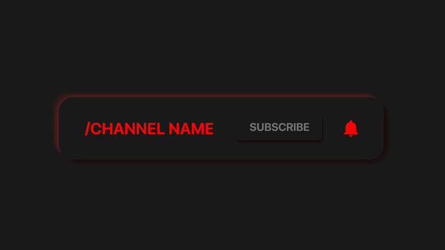 Youtube Channel Name Lower Third. Subscribe Button. Social Media Banner In Neumorphism Style On Black Background. Vector Illustration