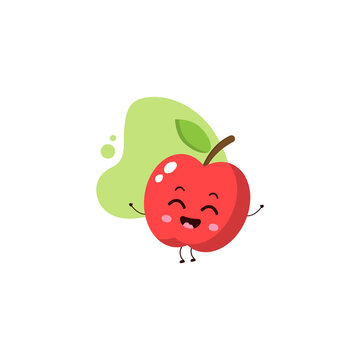 cute very happy apple with laughter.cute vector illustration