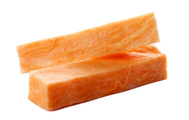 Cut sweet potato on white background