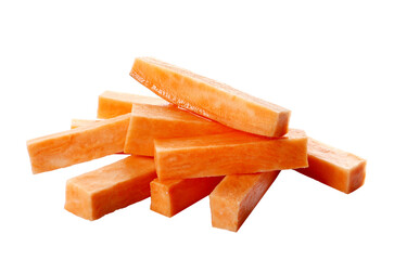 Cut sweet potato on white background
