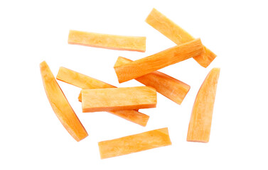 Cut sweet potato on white background