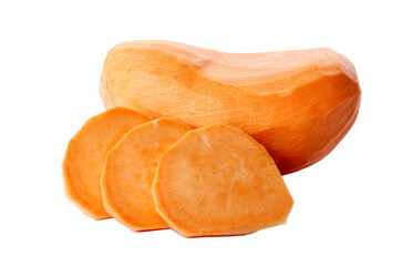 Fresh sweet potatoes on white background
