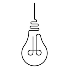hanging incandescent light bulb is drawn with one line, the vector light bulb with one line is a symbol light warmth and fresh ideas