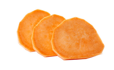 Fresh sweet potatoes on white background